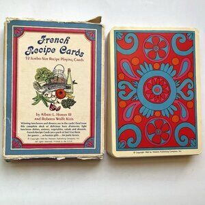 Vtg 1960s Psychedelic Jumbo Playing Cards French Recipes Groovy Ephemera Craft